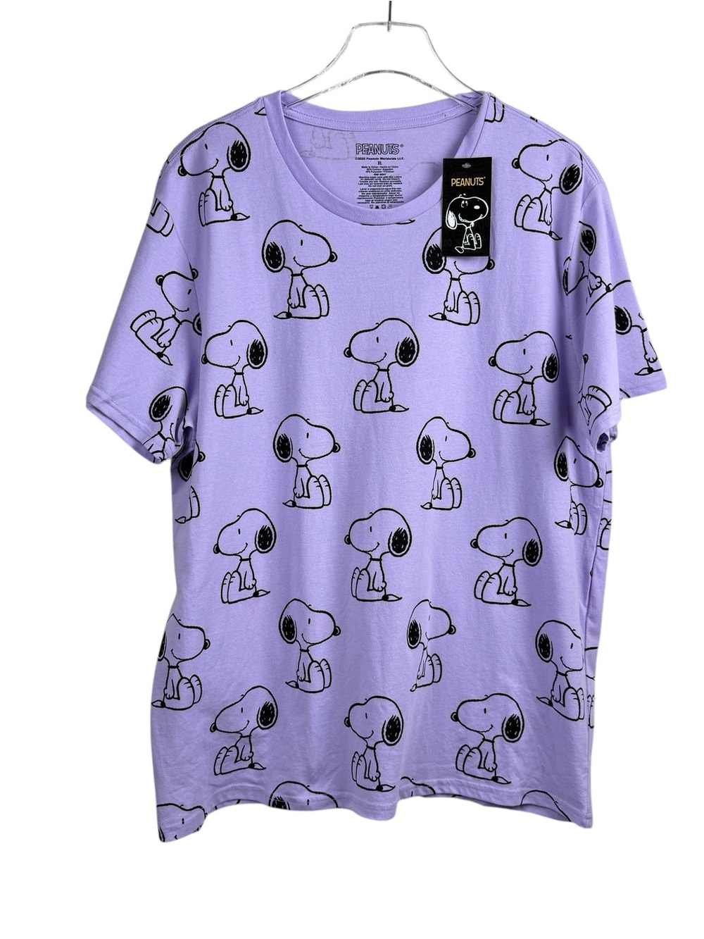 Peanuts Snoopy Allover Print Lavender T-Shirt Unisex Adult Size XL NWT